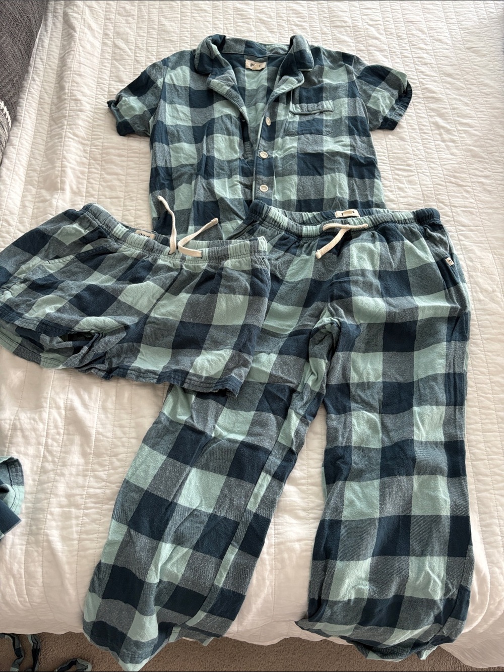 Pact Women's Blue and Teal Buffalo Plaid Pajama Set